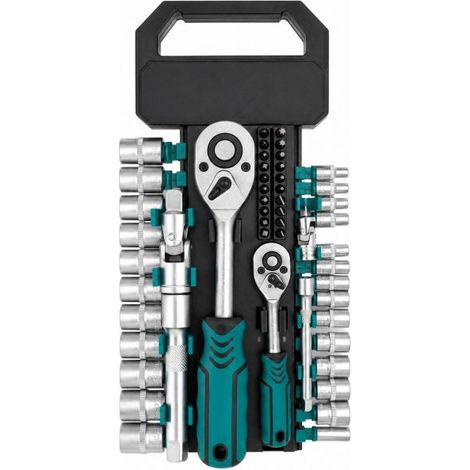 Set 50PZ Chiavi a Bussola Esagonali Attacco 1/2" 1/4" con Cricchetto e Prolunga (1/5)