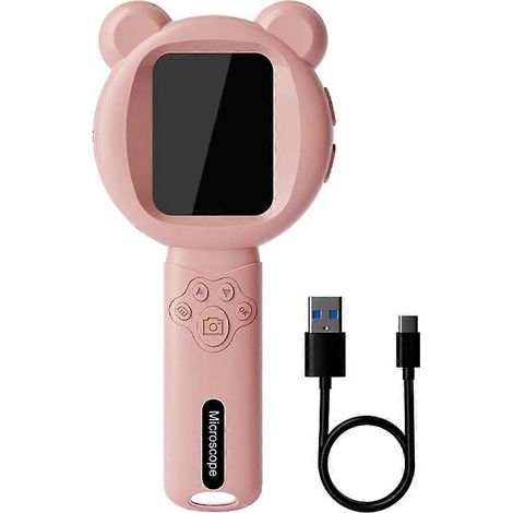 Tragbare digitale Lupe mit 2,8"-IPS-Bildschirm, Videomikroskop, 2 Megapixel, 500-facher Vergrößerung, 15 LEDs, rosa, für die Reparatur von Leiterplatten. (1/5)