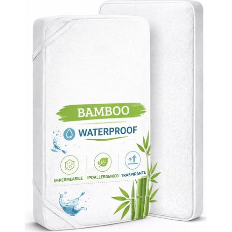 Housses Protège Matelas Couffin et Nacelle Bebe 35x75 cm, Lot 2 Pcs Draps Housse Imperméables en Bambou Compatible avec Berceau Ronde et Ovale - Absorbante Hypoallergénique sans Phtalates (1/5)