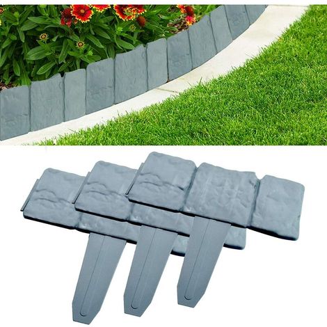 Jardinage Imitation Pierre Clôture Extérieur Pelouse Clôture PP (Gris 20 Pièces Boîte) Convient pour Jardin, Extérieur (1/5)