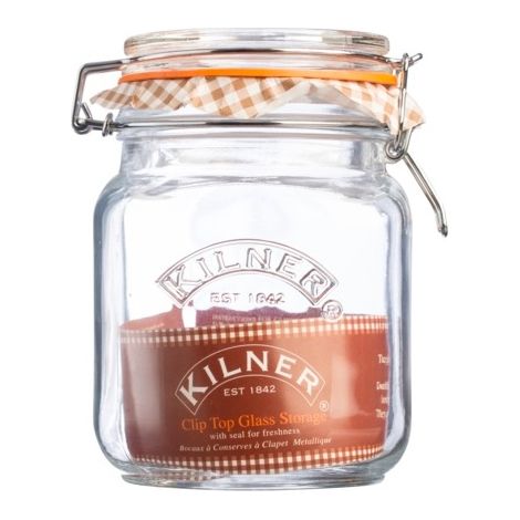 Rayware Cliptop Square Jar -1 Litre - Perfect For Storing Sweets, Dry Food, Jams