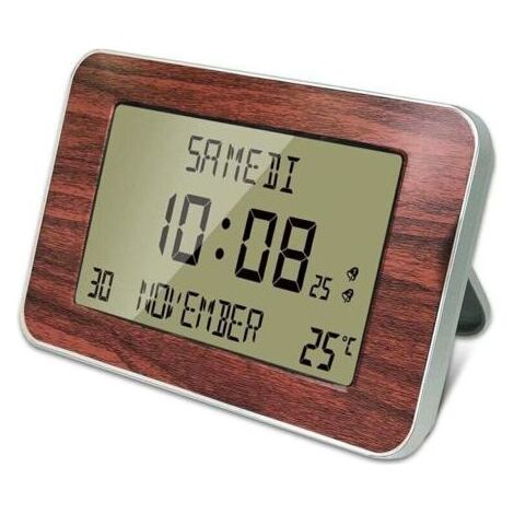 Horloge réveil numérique radiopilotée, LCD, 24x14 cm (1/4)