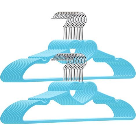 20 pièces, 39 x 21 x 0,5 cm, bleu clair, avec crochet pivotant à 360 degrés, cintres en plastique durables pour vêtements, chemises, vestes (1/5)