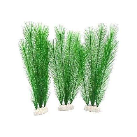 3 piezas de decoración para acuario, pecera de 30 cm / 11 pulgadas, plantas acuáticas artificiales verdes. (1/5)