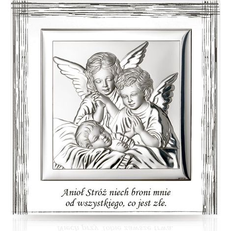 Imagen de un ángel de la guarda, plateado, moderno, encima de la cama, dos ángeles, 12x12 Tamaño: 12x12cm Código: VL829/3