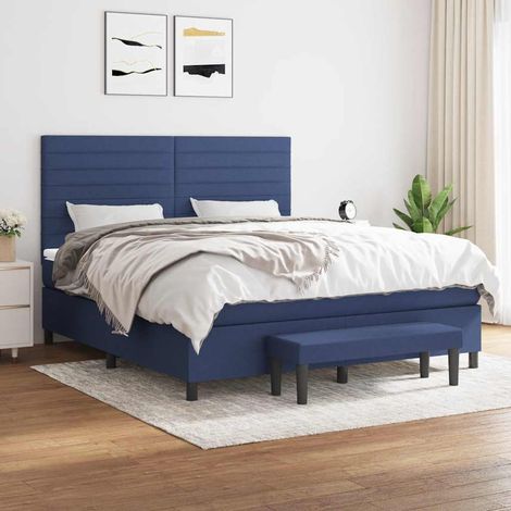 Lit adulte Contemporain  Lit à sommier à sommier tapissier avec matelas Bleu 180x200 cm Tissu 88889