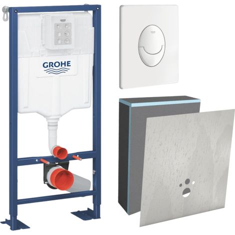 Set Marco de soporte Grohe Solido con revestimiento Wedi I-Board, blanco, con revestimiento de piedra gris (1/4)