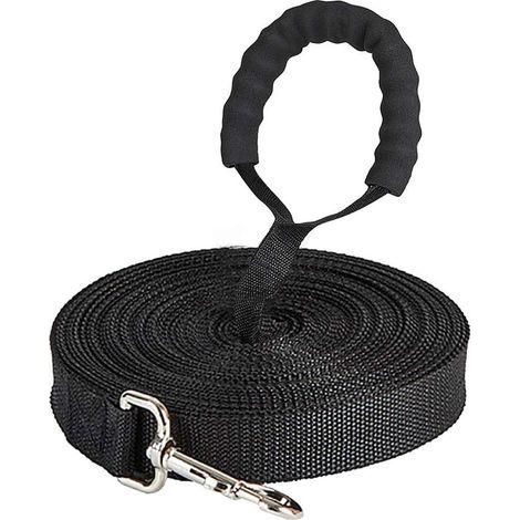 Laisse De Rappel Longue En Nylon Pour Chien, Longue Ligne Pour Dressage De Chien, Longue Laisse Pour Rappel D'ObéIssance Avec PoignéE RembourréE Confortable Noir 50 M X 2,5 Cm (1/5)