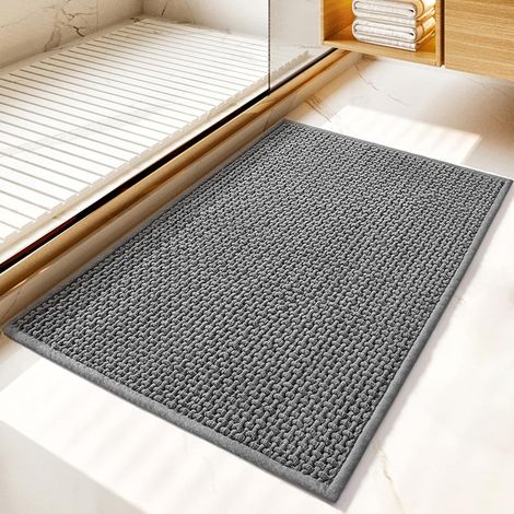 Tapis de bain chenille antidérapant : tapis de salle de bain absorbant 40 x 60 cm, antidérapant, lavable en machine, tapis de sol de salle de bain pour salle de bain, séchage rapide, tapis (1/5)