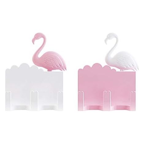 Set mit 2 selbstklebenden Flamingo-Haken für Zuhause und Büro, für Kinder