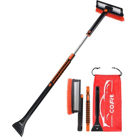 QAZQA Brosse à Neige pour Voiture Extensible de 107 cm à 127 cm avec Raclette et Grattoir à Glace, Balai de Déneigement 3 en 1 pour Pare-Brise de Pare-Bri (1/4)