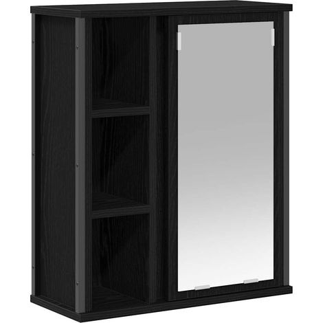 Maison Exclusive - Pensile da Bagno con Specchio Rovere Nero 50x21x60 cm