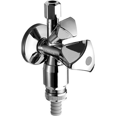Vanne d'angle combinée, RV, poignée à trois côtés RB, ASAG, 1/2 pouce, chromé (1/2)