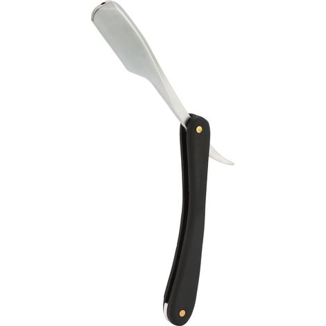 Porte-rasoir droit pour homme, style vintage, en acier inoxydable, pour la coiffure et la tonte (S79—15 Argent) (1/5)