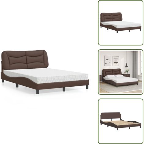 Letto con testiera - vidaXL Letto con Materasso Hvar Marrone 120x200cm in Similpelle - Materasso H2