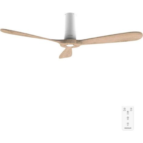 Cecotec Ventilador de Techo con Mando a Distancia de 52" EnergySilence 5400 Classic White&LightWood. Motor DC 40W, 3 Aspas