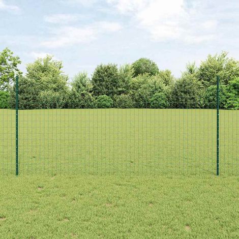 Zaun mit Pfosten Grün 1,2 x 25 m Stahl und PVC