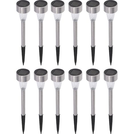 12 lampes solaires RGB LED étanches IP44 pour jardin, éclairage de pelouse avec détecteur crépusculaire et capteur lumineux, idéales parc, terrasse, piscine et allées. (1/3)