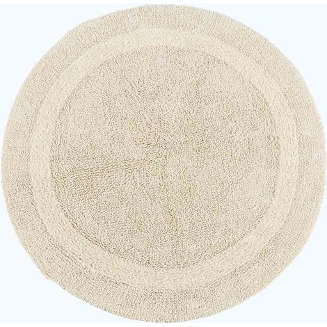 HOMESCAPES Tapis de bain rond en coton, 80 cm – Crème (1/5)