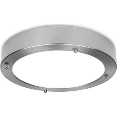Moderne 12 Watt LED Deckenleuchte fürs Bad aus gebürstetem Stahl & Glas, IP44 (1/4)