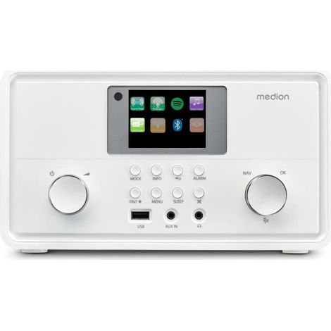 Radio Internet - MEDION - DAB - Bluetooth - 2 x 10 W RMS - Blanche
