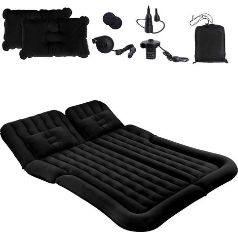 Randaco Matelas Gonflable Voiture - Pour SUV et camping - Matelas gonflables Portable pour Voiture - Gonflable pliable - avec pompe et 2 oreillers - Noir