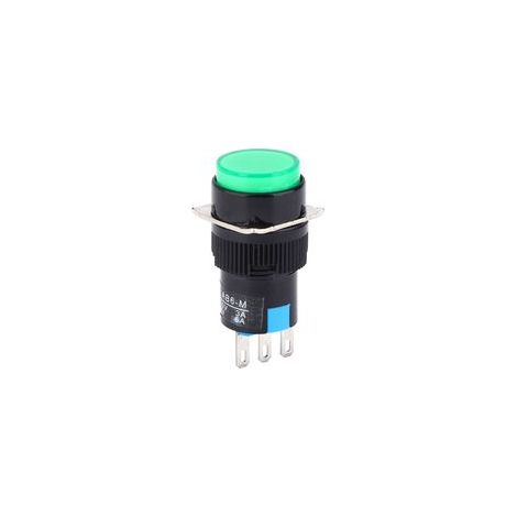 Interrupteur à bouton-poussoir momentané (5 pièces) LA16‑11/AB6‑M, 250 V CA 3 A, 30 V CC 5 A, bouton rond (1/5)