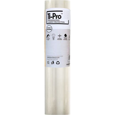 TI-Pro Clear Self-Adhesive Carpet Protector Film Roll 600mm x 100m - DIY Heavy Duty Waterproof Floor Protection, 1 Pack