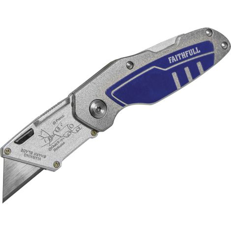 Faithfull Professional Lock Back Utility Knife - Heavy-Duty Retractable Blade for Precise Cutting and Safety