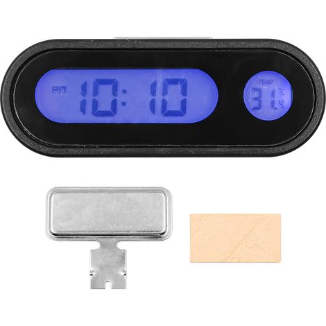 Horloge Numérique Et Thermomètre 2 En 1 - ABS - Écran LCD Rétroéclairé - Pour Tableau De Bord Et Bureau (1/5)