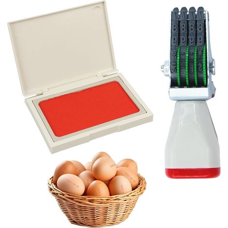 Kit De Marquage D'Œufs, Tampon Dateur Réglable, Tampon Encreur Rouge, Pour Marquer Les Dates Sur Les Œufs Et Diverses Étiquettes De Papier (1/5)