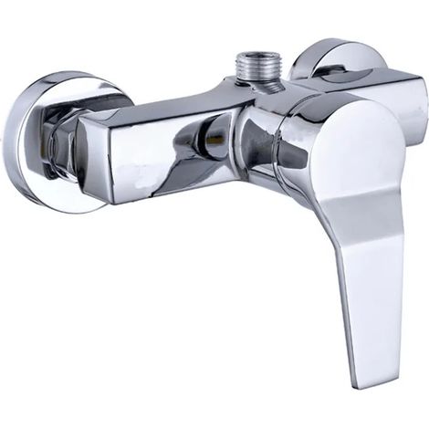 Mitigeur de douche mural en alliage de zinc, couleur argent. Contrôle de la température de l'eau chaude et froide. (1/5)