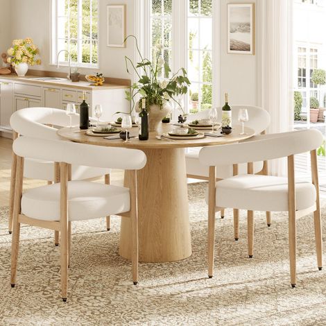Ensemble de 4 chaises de salle à manger rembourrées, ensemble de chaises au design moderne avec une structure métallique robuste, chaises de cuisine confortables pour 4 personnes