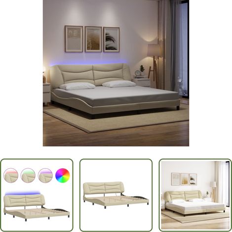 LED-Leuchten -  Bettgestell mit LED ohne Matratze "Hvar" Creme 200x200 cm Stoff (1/5)
