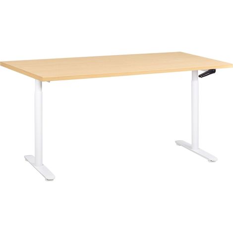 Scrivania regolabile manualmente bianco e marrone chiaro 160 x 72 cm DESTINAS