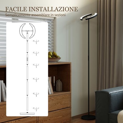 Lampe sur pied réglable en hauteur 2700K-6000K, double abat-jour orientable 350°, télécommande fournie, noir (1/5)