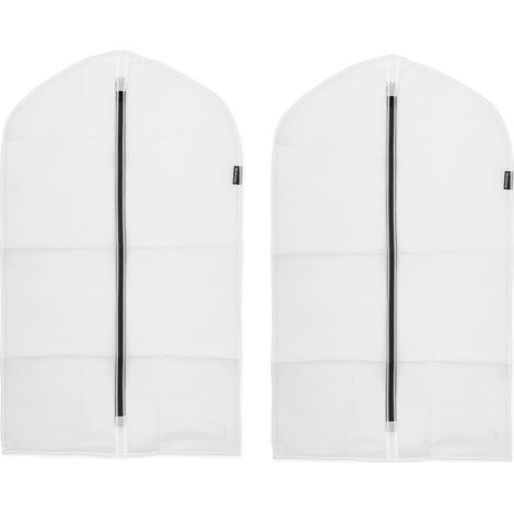Brabantia - Copriabiti M - Custodia Protettiva per Abiti - per Armadi - Organizer per Stendibiancheria - Custodia Trasparente da Appendere - Adatta per Cappotti - Set di 2 - White - 60 x 100 cm (1/5)