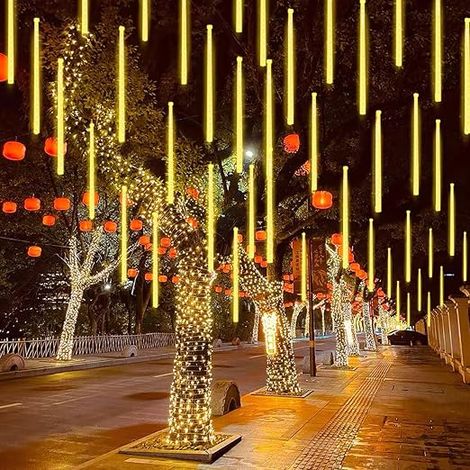 240 LED Meteor douche lumières, 30 cm 10 tubes étanche pour balcon, décoration de Noël, blanc chaud (1/5)