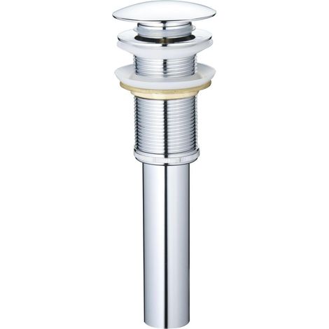 Bonde de lavabo de salle de bain sans trop-plein pour grande ouverture de 4,4 cm seulement - Bonde escamotable, chrome, Y1618W-CH (1/4)