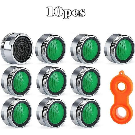 Lot de 10 aérateurs de robinet pour économiser l'eau, avec filtre remplaçable, buse mixte M24 et clé pour aérateur de robinet. Pièce détachée pour lavabo et cuisine. (1/5)