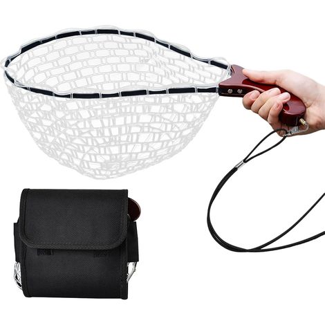 Épuisette de Pêche - Filet de Pêche Pliable de Petite Taille avec Manche,Poignée Ergonomique pour Stockage des Prises Vivantes Piscines Plages Étangs Saumon Mouche Kayak Bar (1/5)