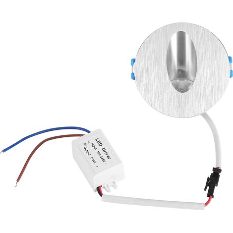 Lampe encastrée LED 1 W pour porche, allée, escalier Lampe d'angle en aluminium ronde Blanc froid (1/5)