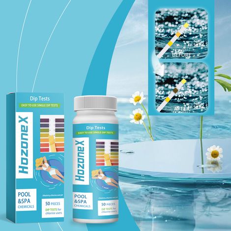 3-in-1 pH-Teststreifen für die bequeme, einfache und zeitnahe Überwachung der Poolwasserqualität – 50 Stück -- DE (1/5)