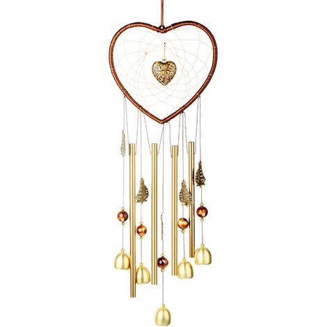 Carillon éolien en forme de cœur pour extérieur, carillon éolien tubulaire en métal, pendentif attrape-rêves porte-bonheur pour jardin, cour, terrasse, maison, chambre (1/5)
