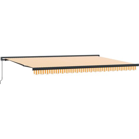 Maison Exclusive - Markise Einziehbar Gelb und Weiß 5x3 m Stoff u (1/5)