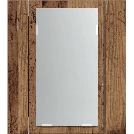 Mobiletto da bagno a parete con specchio a LED 40 x 12 x 45 cm ampio spazio contenitivo finitura legno anticato 020050831