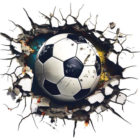 Sticker mural 3D - Motif football - Pour chambre d'adolescent (1/5)