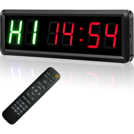 Grande horloge LED numérique surdimensionnée Minuteries d'intervalle programmables à LED, minuterie de gymnastique à caractères élevés de 1,5 ", Tabata, chronomètre, minuterie d'entraînement physique (1/5)