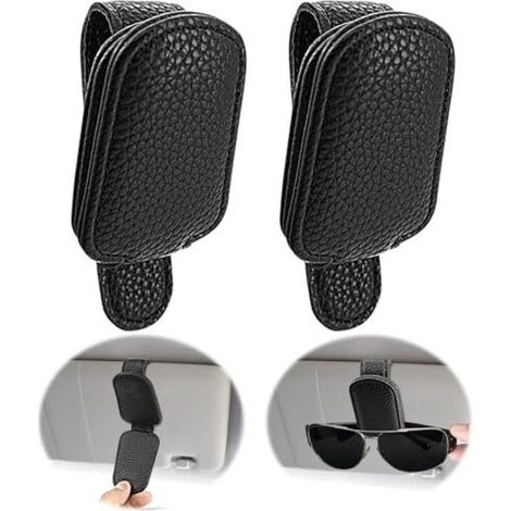Supporto magnetico per occhiali da sole – 2 pezzi, universale, nero, da fissare all'aletta parasole dell'auto