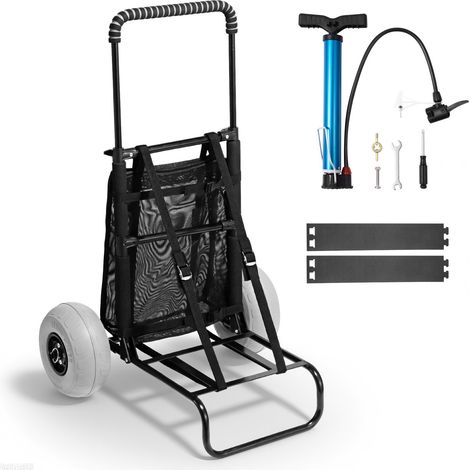 Chariot de plage avec grandes roues pour le sable, porte-bagages 510 x 370 mm, chariot de transport pliable avec roues ballon de 228,6 mm, 74,8 kg, hauteur 690 à 1140 mm, pour plage, camping (1/5)